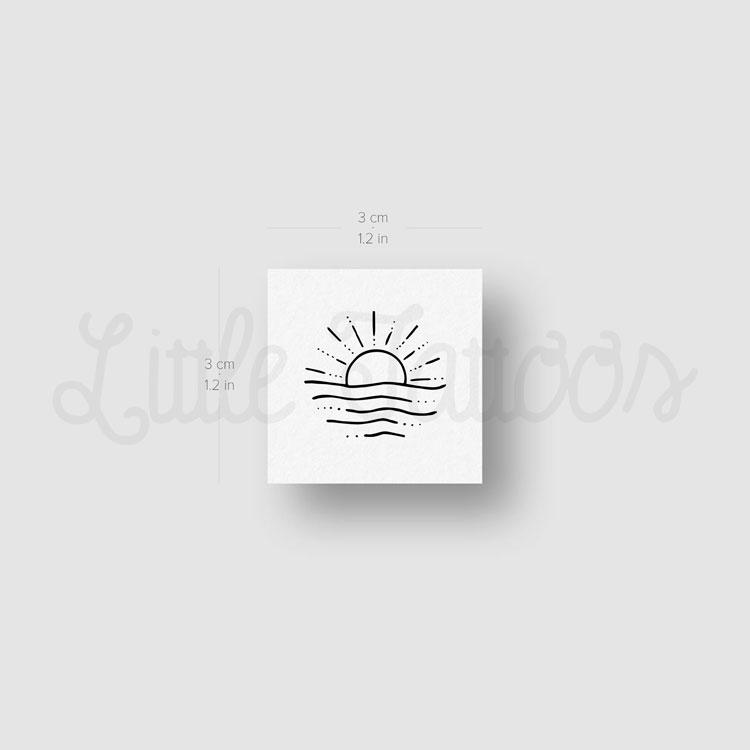 Tatuaje temporal de puesta de sol en la playa - Juego de 3