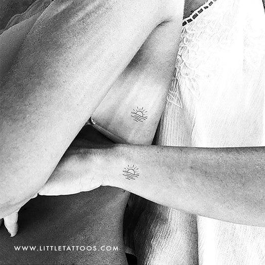 Beach Sunset Temporary Tattoo - Set of 3