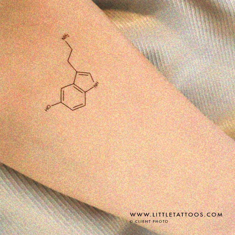 Serotonin Chemical Structure Temporary Tattoo - Set of 3