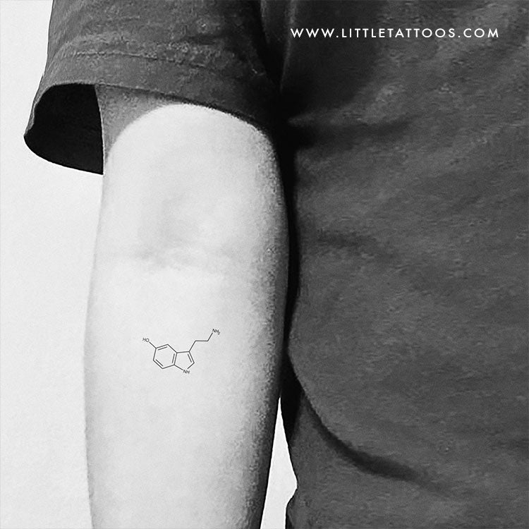 Serotonin Chemical Structure Temporary Tattoo - Set of 3