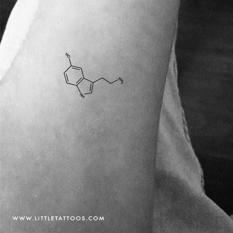 Serotonin Chemical Structure Temporary Tattoo - Set of 3