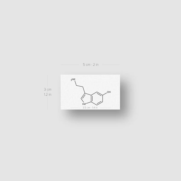 Serotonin Chemical Structure Temporary Tattoo - Set of 3