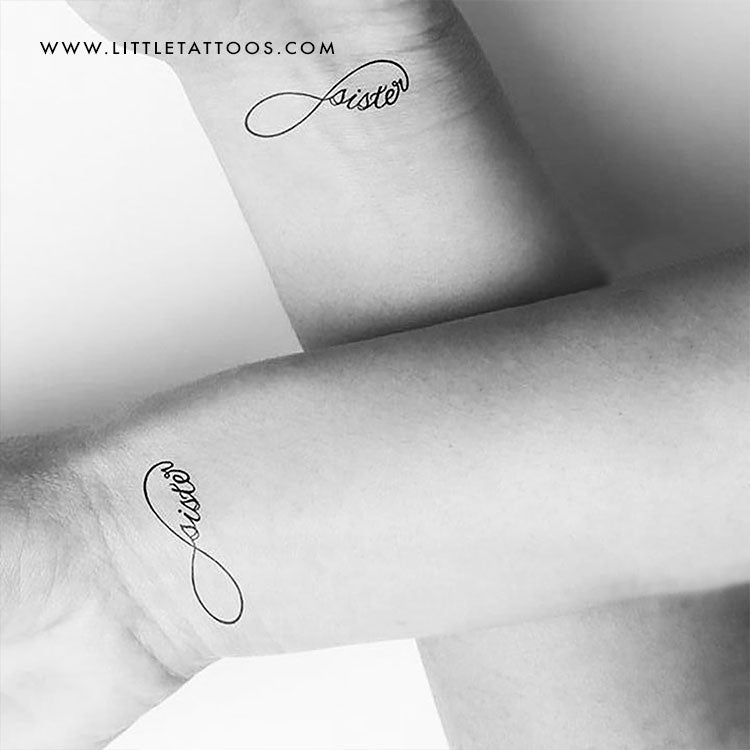Tatuaje temporal de infinito "Hermana" - Juego de 3
