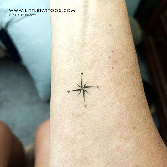 Tatuaje temporal de brújula pequeña (juego de 3)