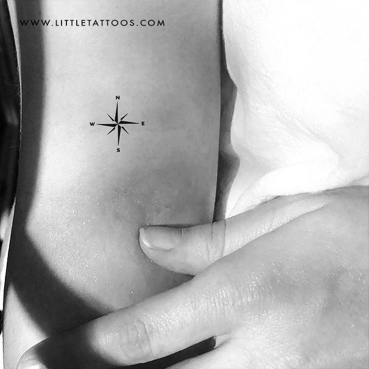 Tatuaje temporal de brújula pequeña (juego de 3)