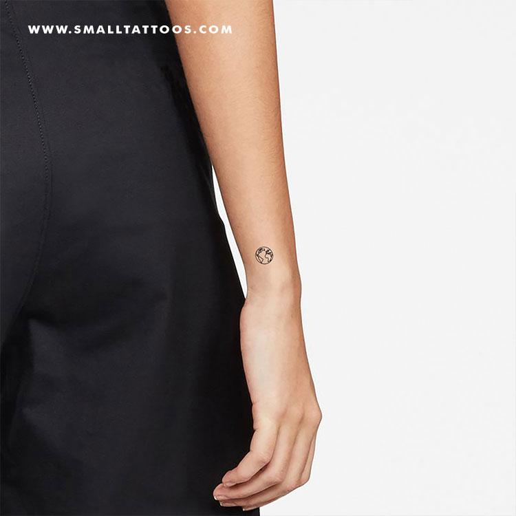 Tatuaje temporal de un pequeño planeta Tierra (océano Atlántico) (juego de 3)