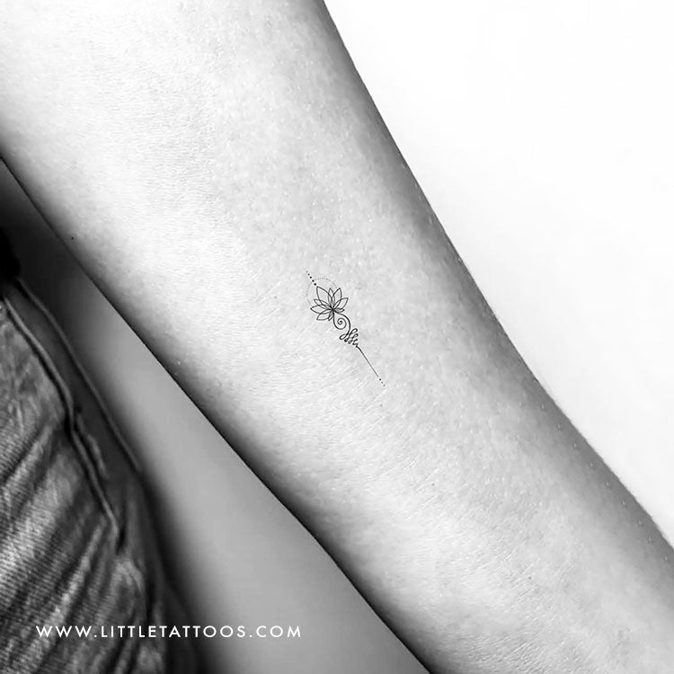 Lotus Unalome Temporary Tattoo - Set of 3