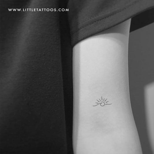 Tatuaje temporal de ola al atardecer - Juego de 3