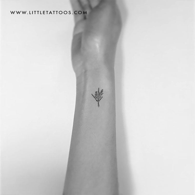 Small Wild Flower Bouquet Temporary Tattoo - Set of 3