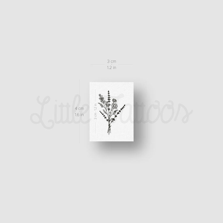 Small Wild Flower Bouquet Temporary Tattoo - Set of 3