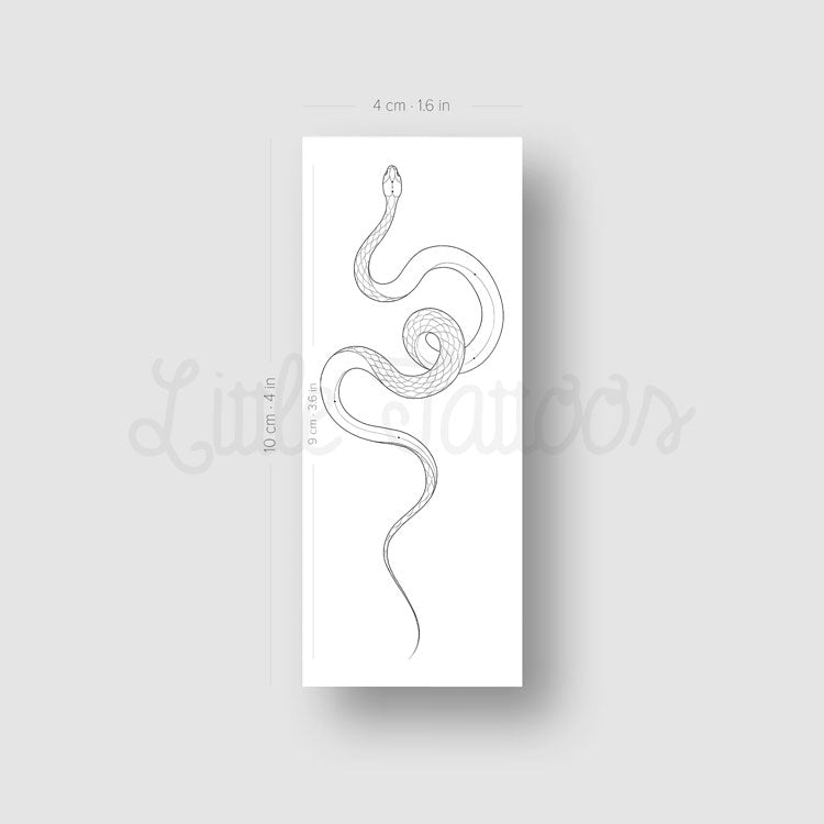 Fine Line Scaled Snake Temporary Tattoo by Harmlessberry - Set of 3