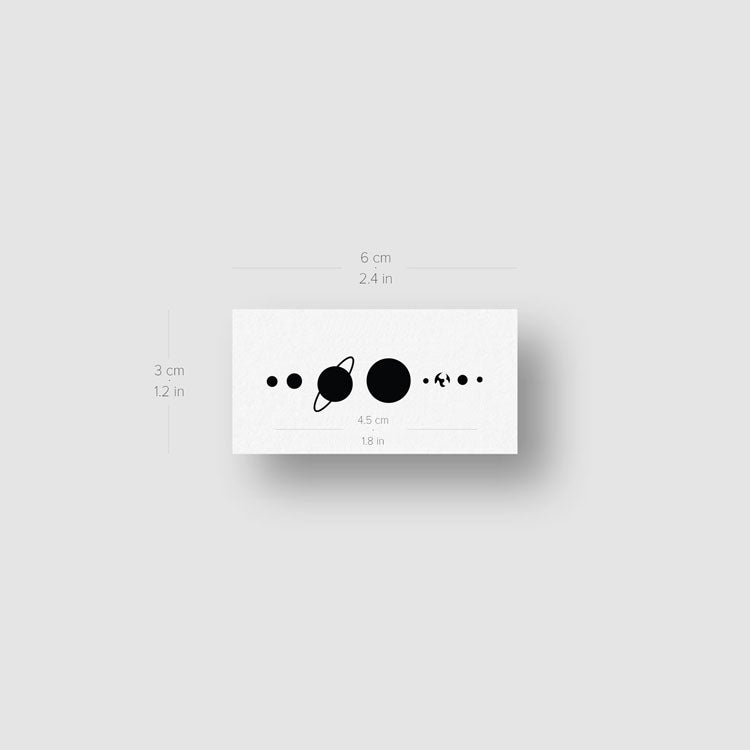 Tatuaje temporal del sistema solar - Juego de 3