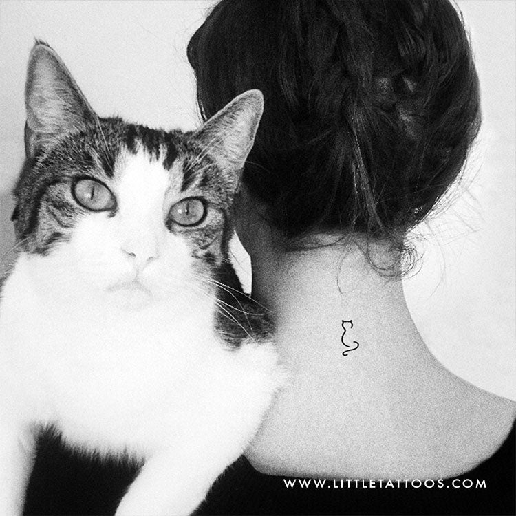 Tatuaje temporal de gato minimalista - Juego de 3