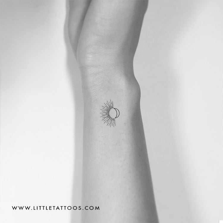 Tatuaje temporal minimalista de sol y luna (juego de 3)