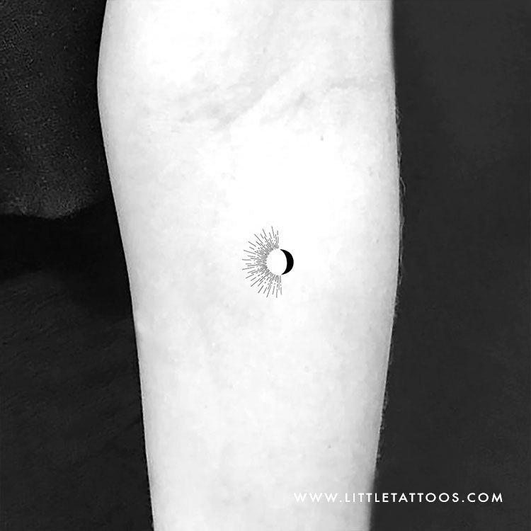 Half Sun Half Moon Temporary Tattoo - Set of 3
