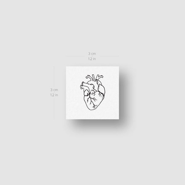 Small Anatomical Heart Temporary Tattoo - Set of 3