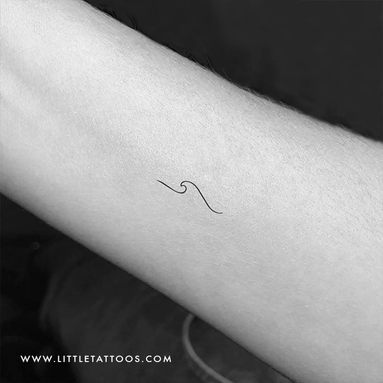 Tatuaje temporal de onda minimalista (izquierda) - Juego de 3