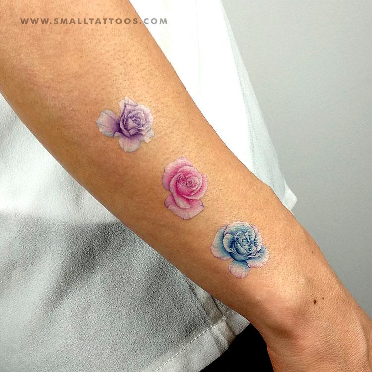 Set de tatuajes temporales de tres rosas de Mini Lau (3 x 3)