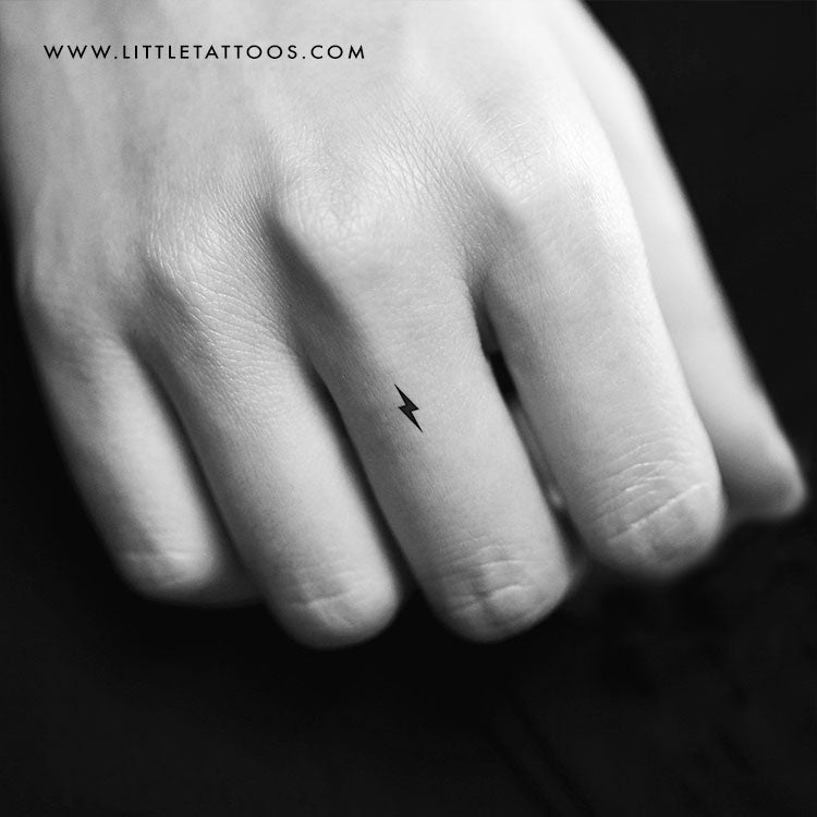 Tatuaje temporal de rayo negro pequeño - Juego de 3