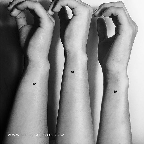 Small Black Butterfly Temporary Tattoo - Set of 3