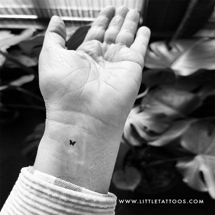 Small Black Butterfly Temporary Tattoo - Set of 3