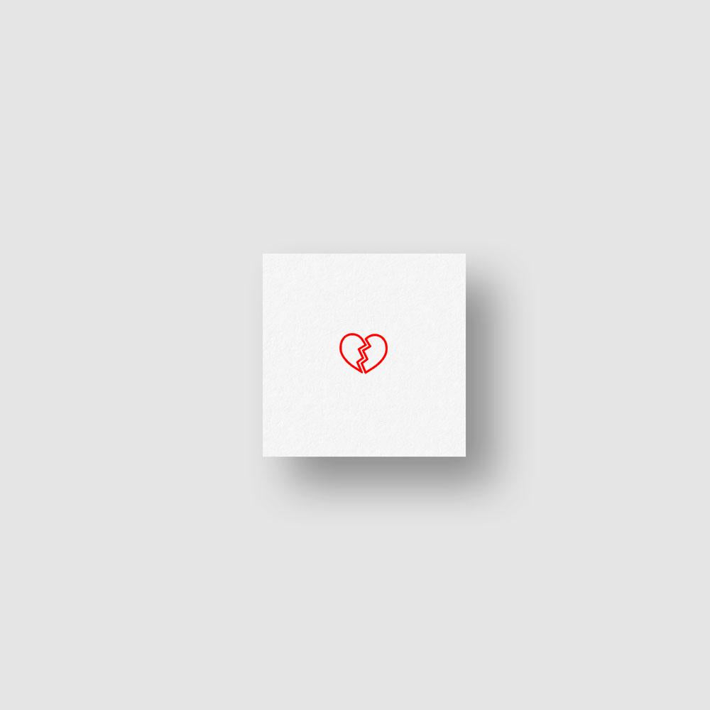 Small Red Broken Heart Temporary Tattoo - Set of 3