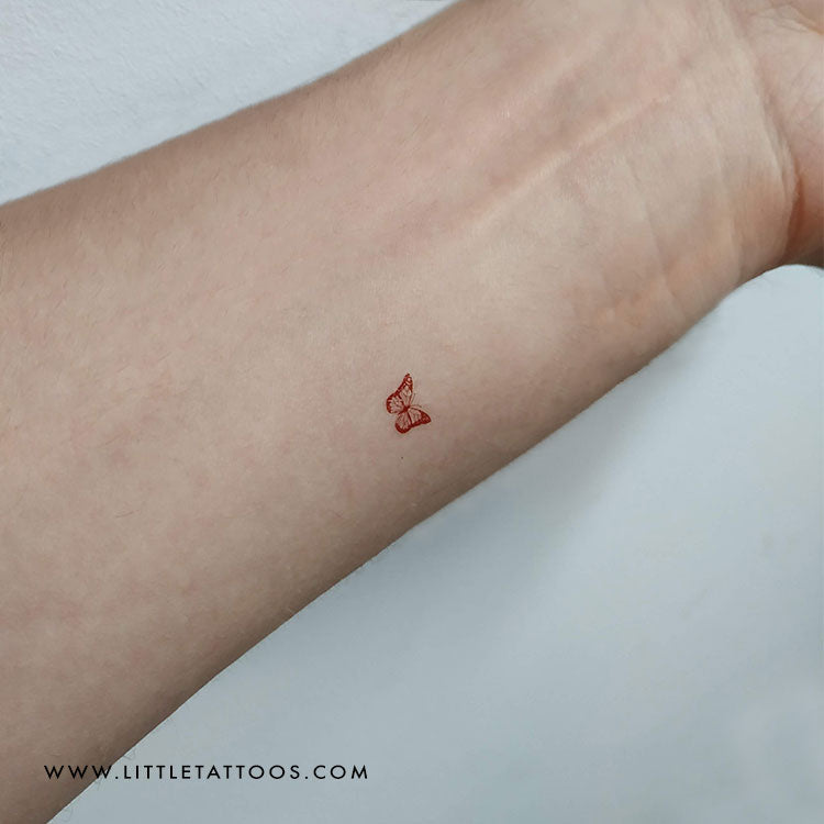 Red Butterfly Temporary Tattoo - Set of 3