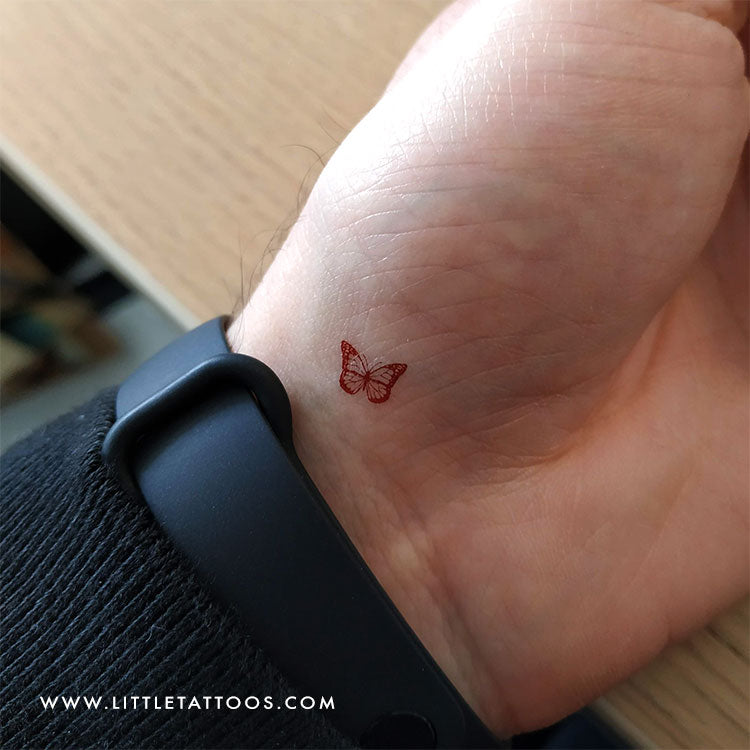 Red Butterfly Temporary Tattoo - Set of 3