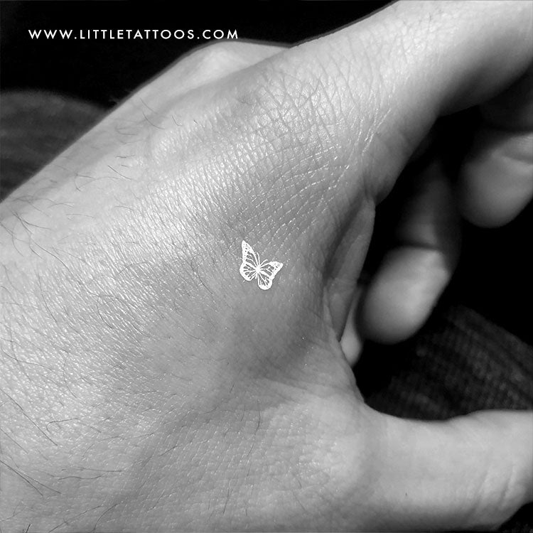 Tiny White Butterfly Temporary Tattoo - Set of 3