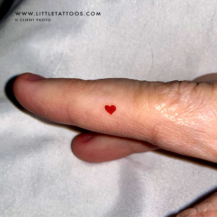 Tiny Red Heart Temporary Tattoo - Set of 3