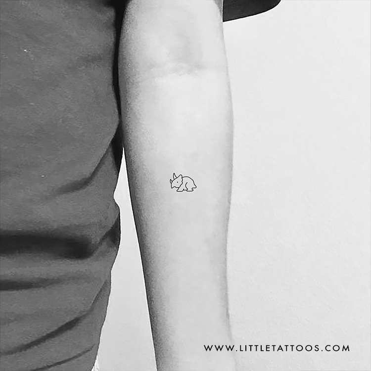 Minimalist Triceratops Dinosaur Temporary Tattoo - Set of 3