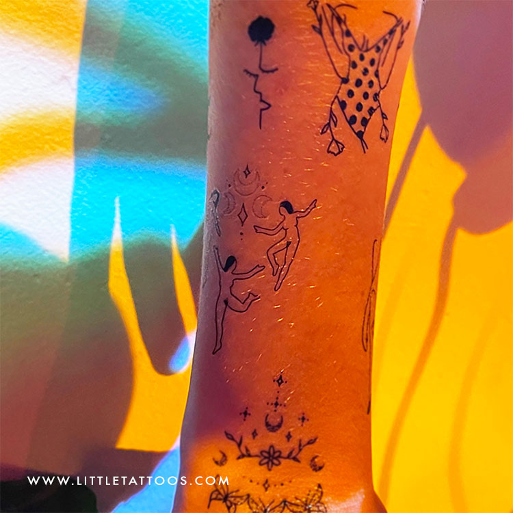 Tatuaje temporal de bruja Aquelarre de Tukoi - Juego de 3