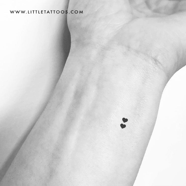 Two Tiny Black Hearts Temporary Tattoo - Set of 3
