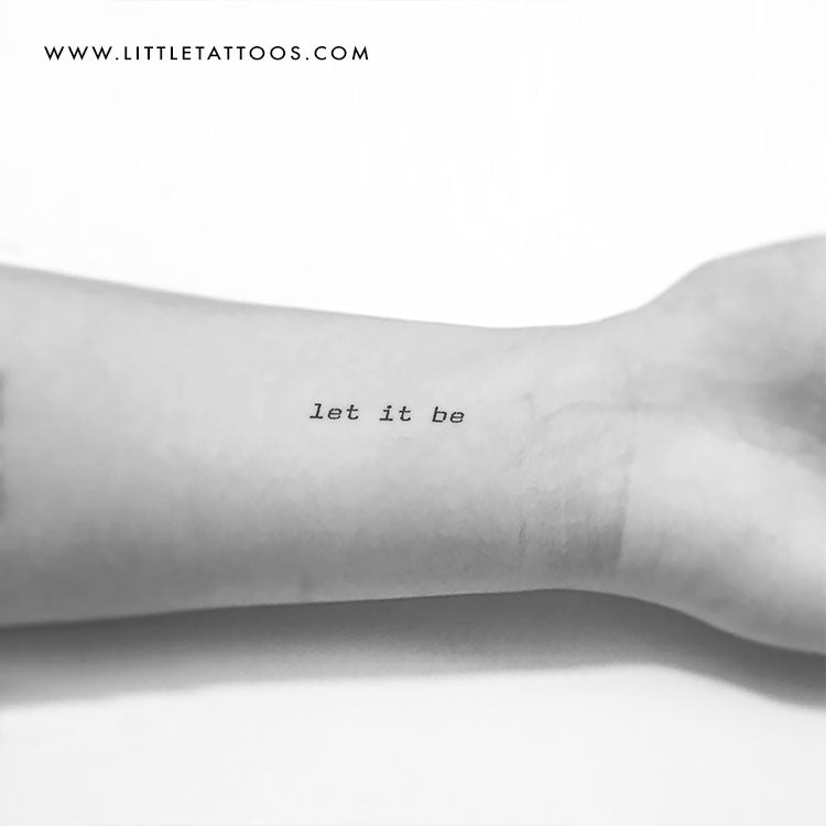 Tatuaje temporal "Let It Be" (fuente de máquina de escribir) - Juego de 3