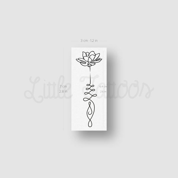 One Line Unalome Lotus Temporary Tattoo - Set of 3