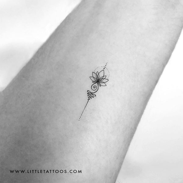 Lotus Unalome Temporary Tattoo - Set of 3