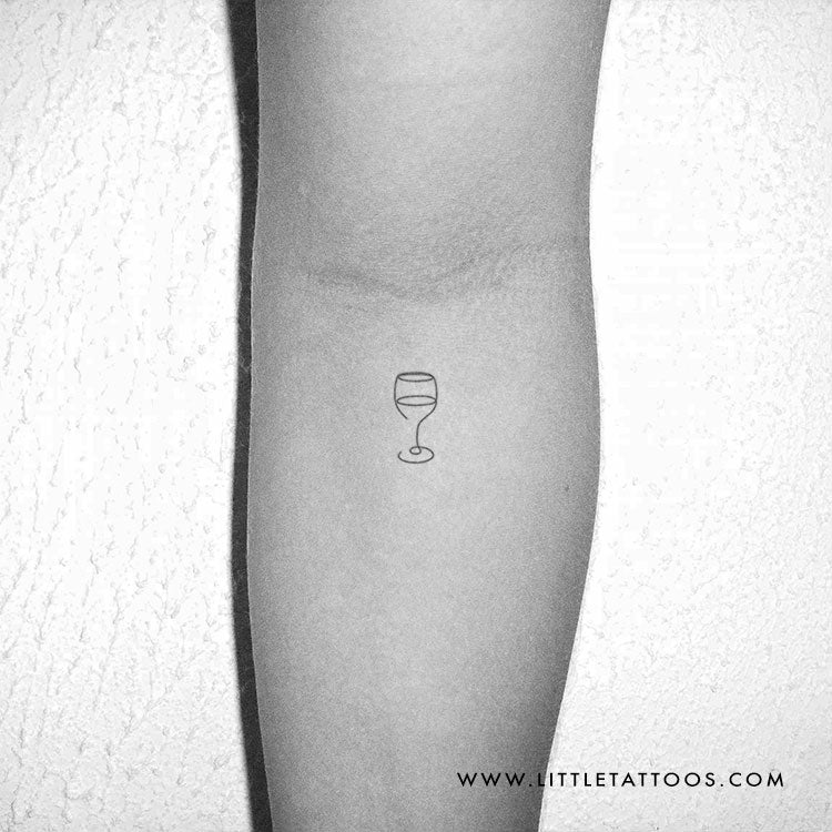 Tatuaje temporal minimalista de copa de vino (juego de 3)