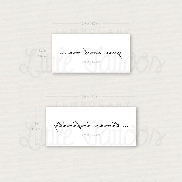 Matching You And Me Times Infinity Temporary Tattoo - Set of 3+3